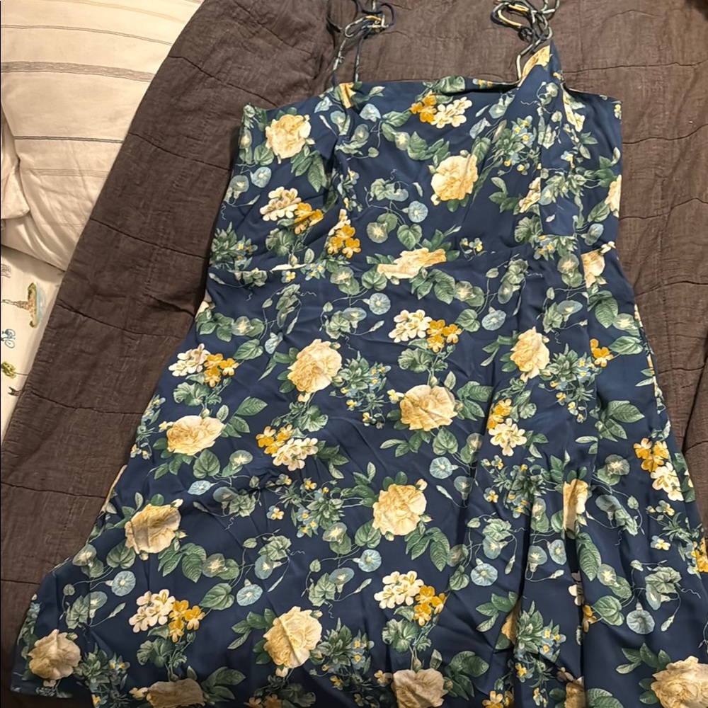 Old Navy Floral Blue and Yellow Dress XXL
